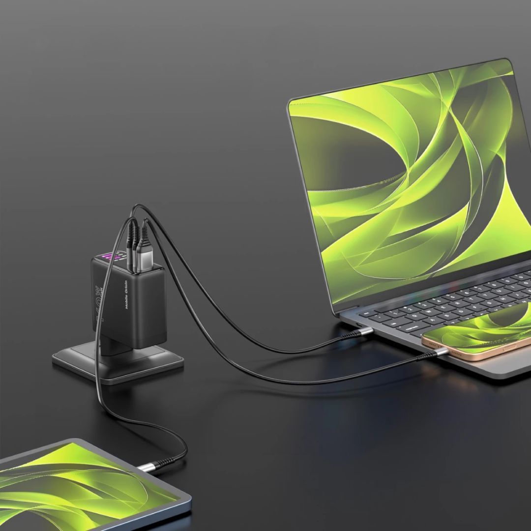 Mobile Origin 140W GaN Display Charger PW21 2x USB-C+USB-A Black