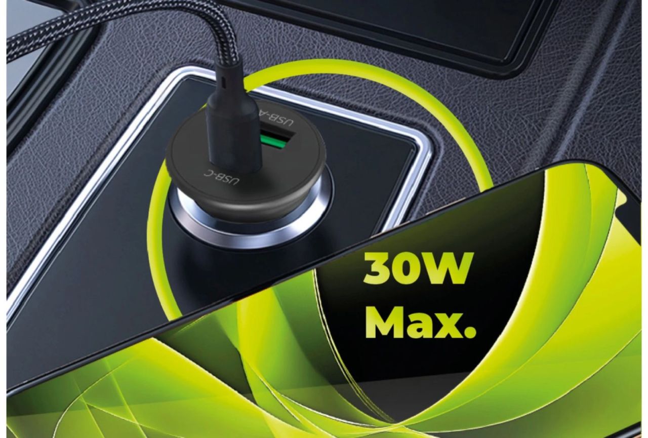 Mobile Origin 30W Super Car Charger CA19 - USB-C, USB-A Black