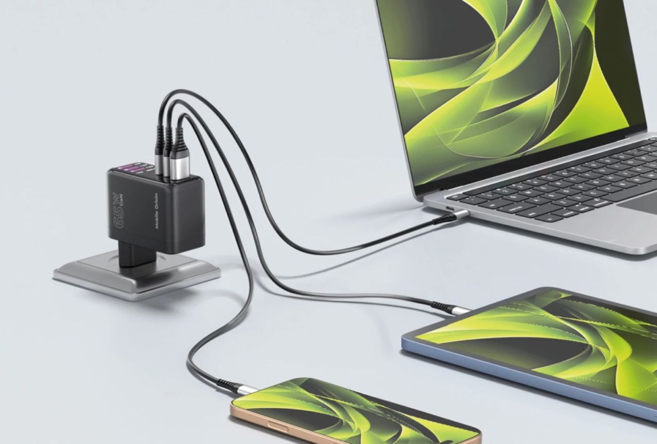 Mobile Origin 65W GaN Display Charger PW20 - 2x USB-C+USB-A