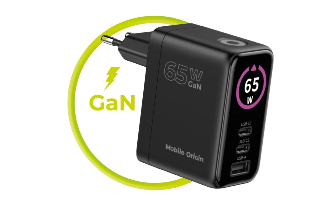 Mobile Origin 65W GaN Display Charger PW20 - 2x USB-C+USB-A