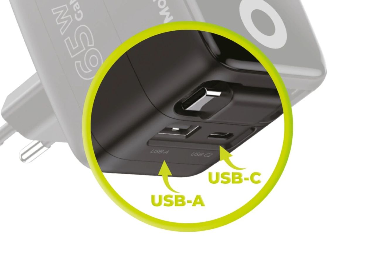 Mobile Origin 65W GaN Display Charger PW3 - USB-C Self-Retracting Cable+USB-C+USB-A Black