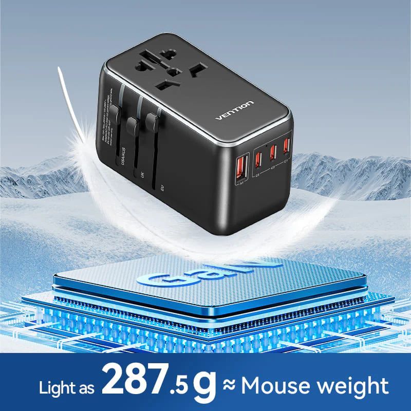 Vention 4-Port USB (C+C+A+A) GaN Universal Travel Adapter Black