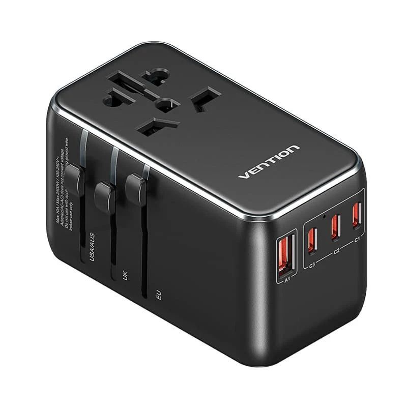 Vention 4-Port USB (C+C+A+A) GaN Universal Travel Adapter Black