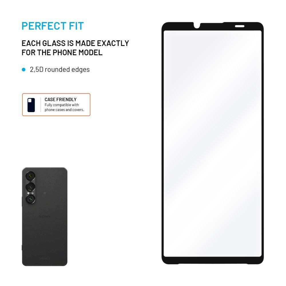 FIXED teljes képernyőt védő 2,5D edzett üveg Sony Xperia 10 VII készülékhez, fekete FIXED teljes képernyőt védő 2,5D edzett üveg Sony Xperia 10 VII készülékhez, fekete