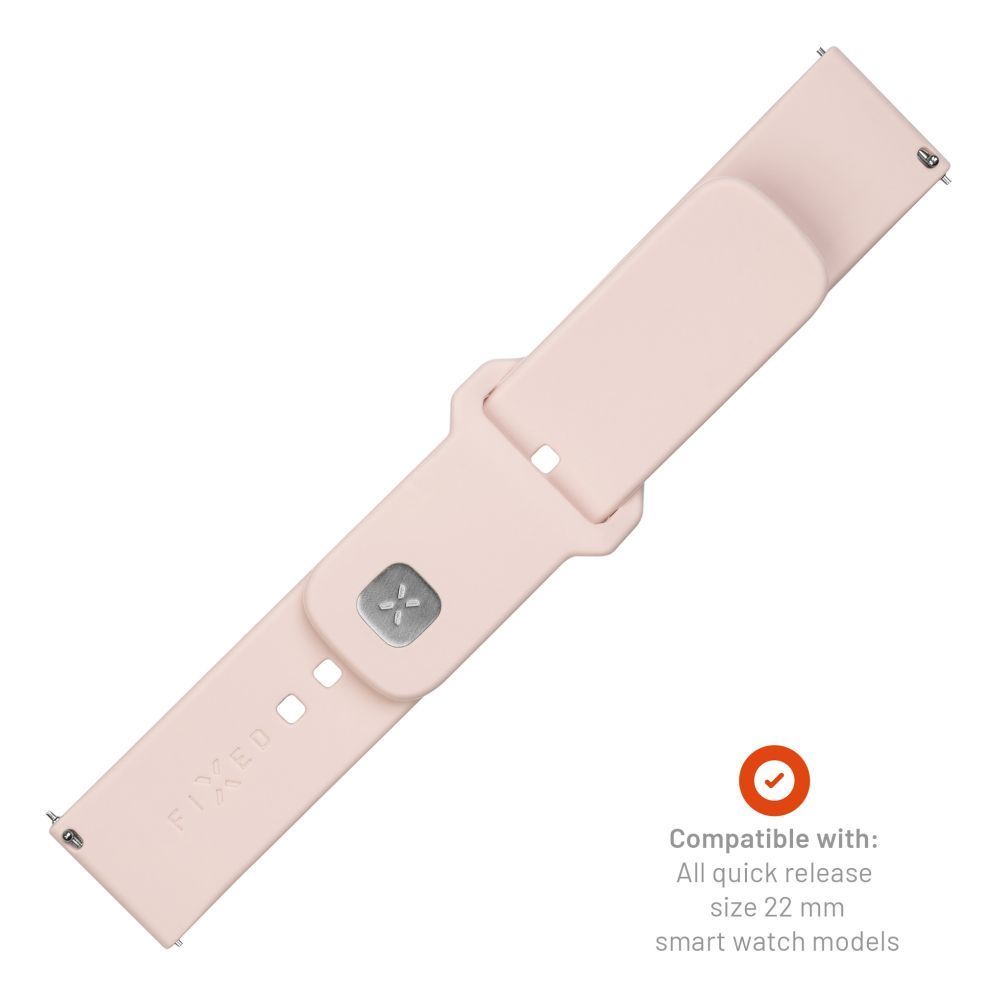 FIXED Sporty szilikon szíj gyors kioldóval 22mm for Smartwatch, pink