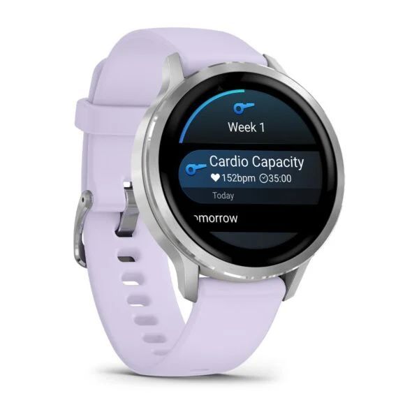 Garmin Venu 4 41mm Silver with Periwinkle Silicone Band