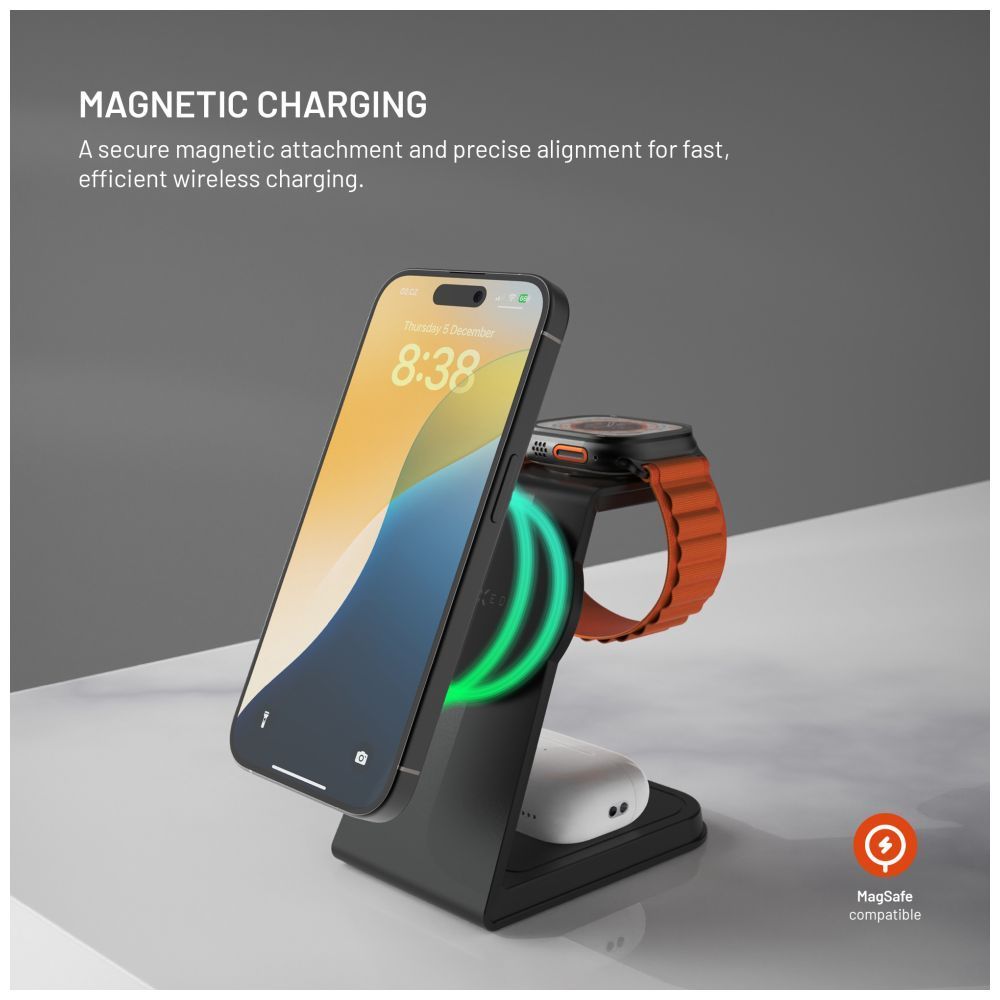 FIXED MagPowerstation vezeték nélküli töltő Alu 2, fekete FIXED MagPowerstation vezeték nélküli töltő Alu 2, fekete