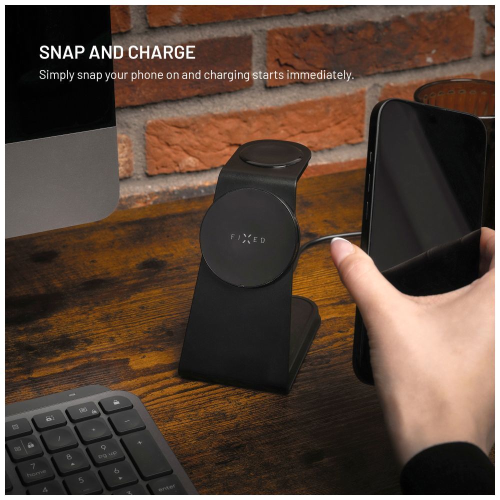 FIXED MagPowerstation vezeték nélküli töltő Alu 2, fekete FIXED MagPowerstation vezeték nélküli töltő Alu 2, fekete