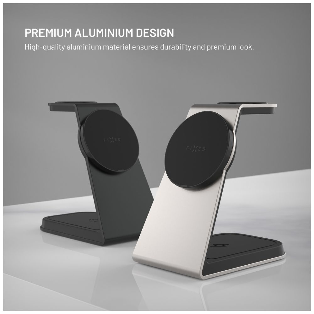 FIXED MagPowerstation vezeték nélküli töltő Alu 2, fekete FIXED MagPowerstation vezeték nélküli töltő Alu 2, fekete