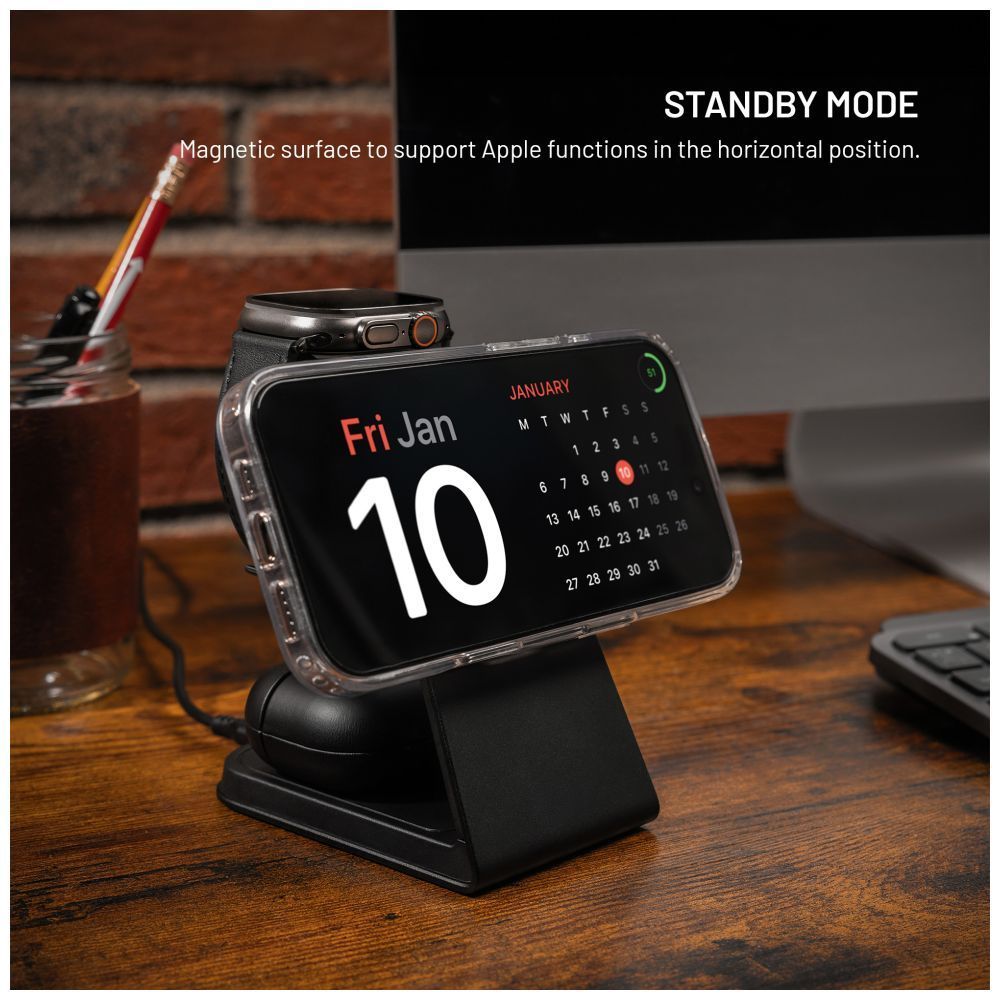 FIXED MagPowerstation vezeték nélküli töltő Alu 2, fekete FIXED MagPowerstation vezeték nélküli töltő Alu 2, fekete