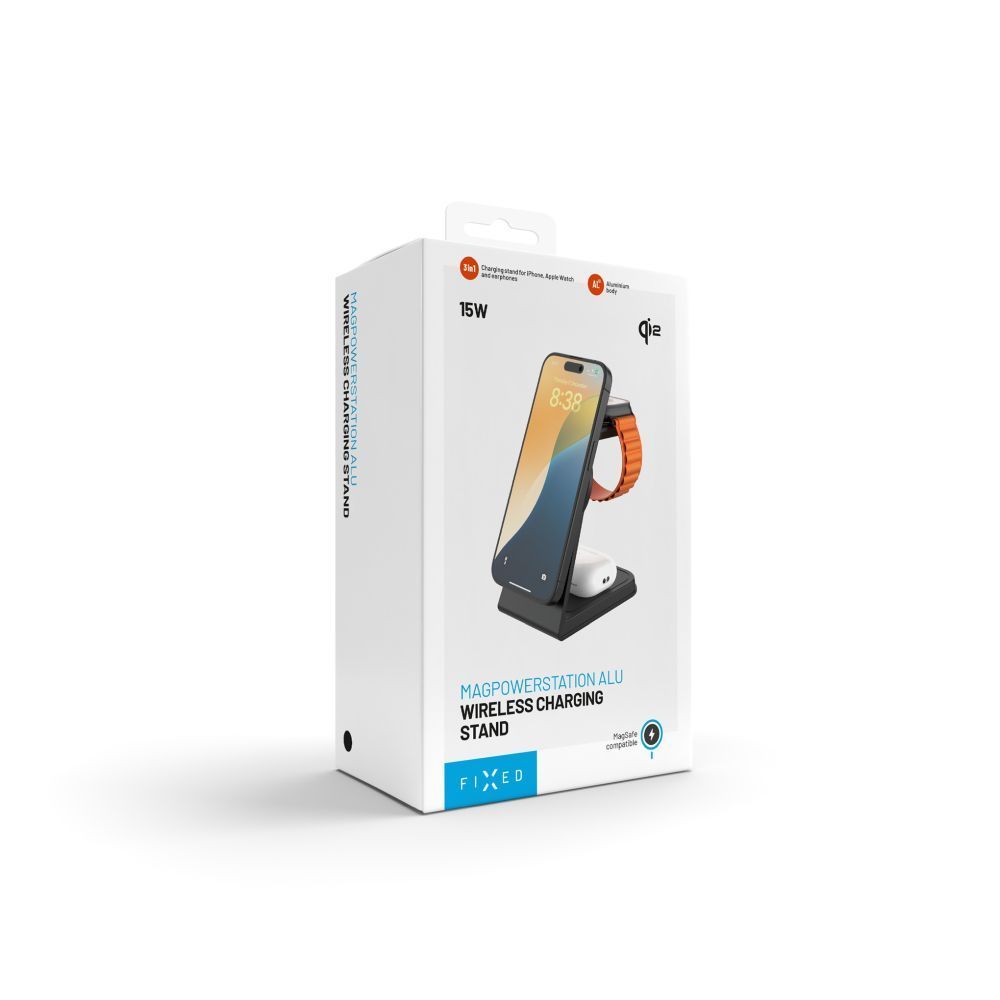 FIXED MagPowerstation vezeték nélküli töltő Alu 2, fekete FIXED MagPowerstation vezeték nélküli töltő Alu 2, fekete
