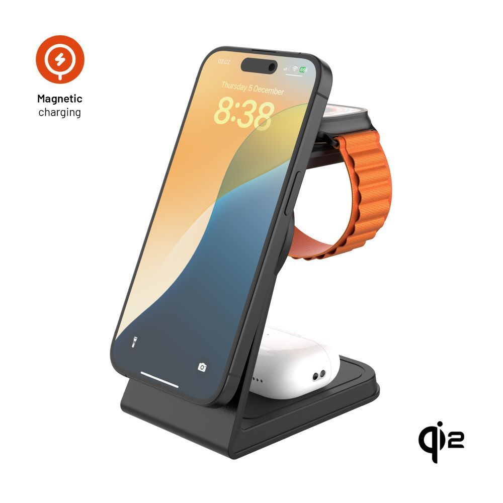 FIXED MagPowerstation vezeték nélküli töltő Alu 2, fekete FIXED MagPowerstation vezeték nélküli töltő Alu 2, fekete