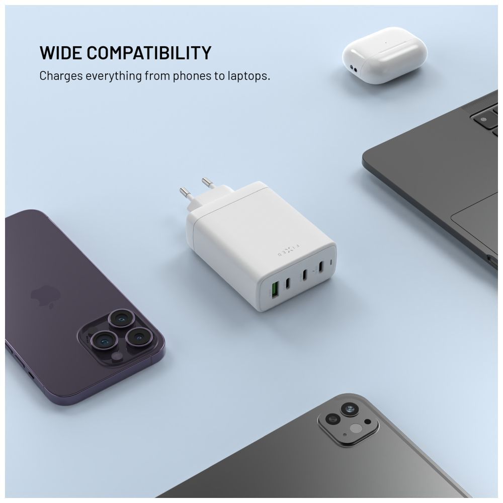 FIXED GaN 3xUSB-C/USB utazós töltő 120W, fehér