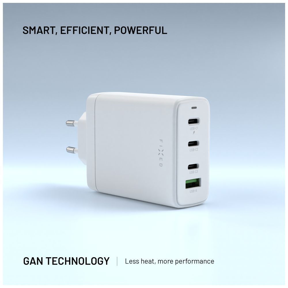 FIXED GaN 3xUSB-C/USB utazós töltő 120W, fehér