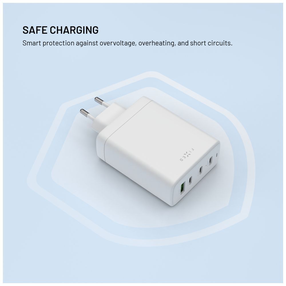 FIXED GaN 3xUSB-C/USB utazós töltő 120W, fehér