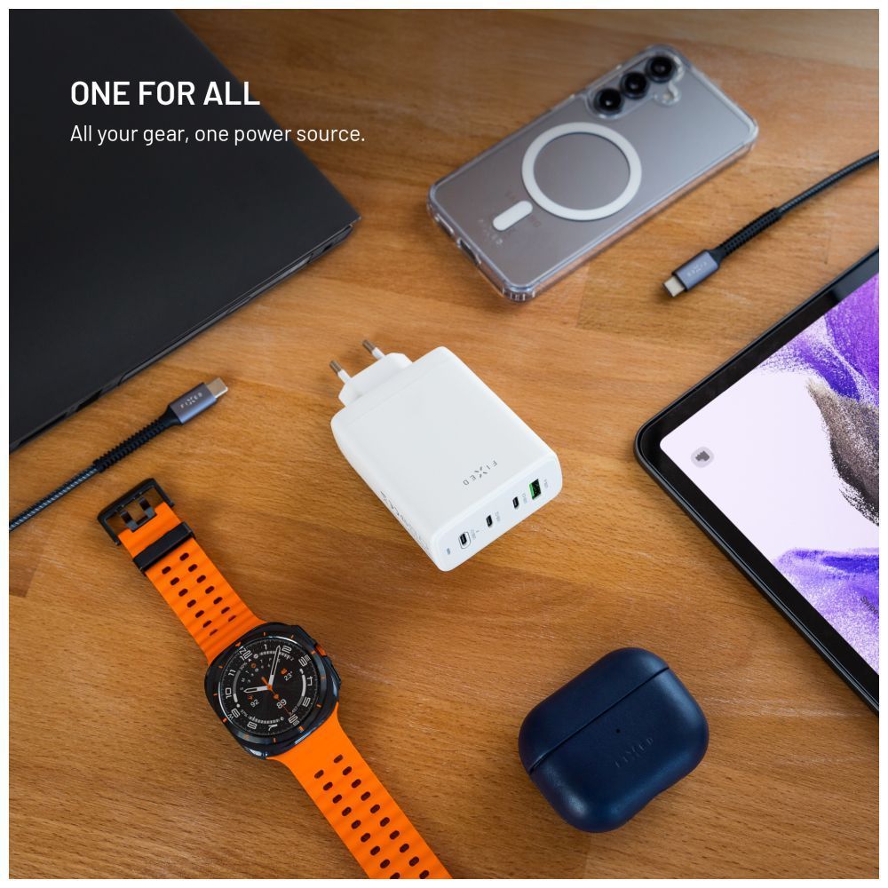 FIXED GaN 3xUSB-C/USB utazós töltő 120W, fehér