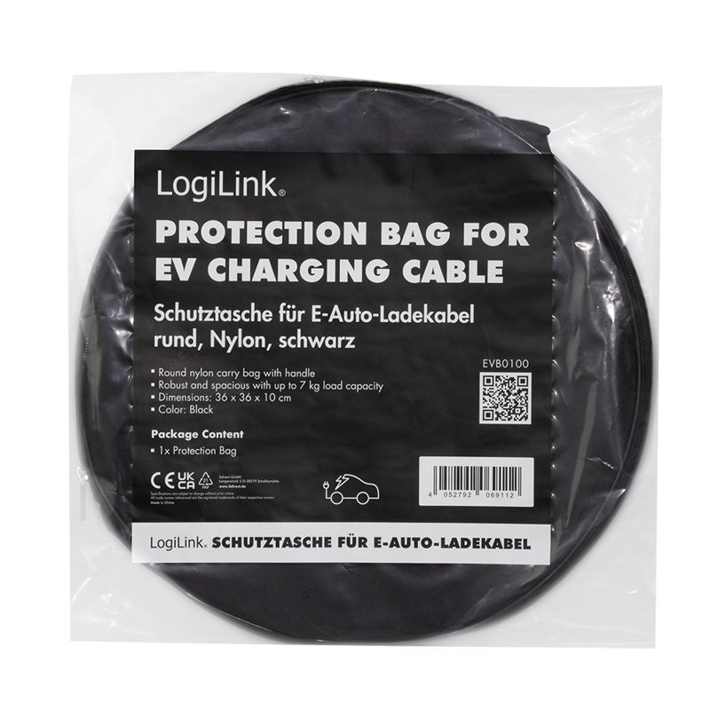 Logilink Protective bag for EV charging cable Black