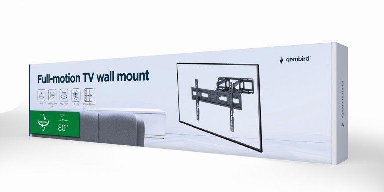 Gembird WM-80ST-03 Full-motion TV wall mount 37”-80” Black
