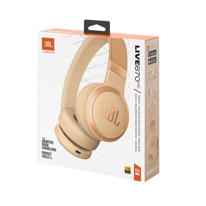 JBL Live 670NC Bluetooth Over-Ear Noise-Cancelling Headset Sand JBL Live 670NC Bluetooth Over-Ear Noise-Cancelling Headset Sand