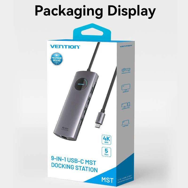 Vention 9-in-1 USB-C MST Docking Station Black