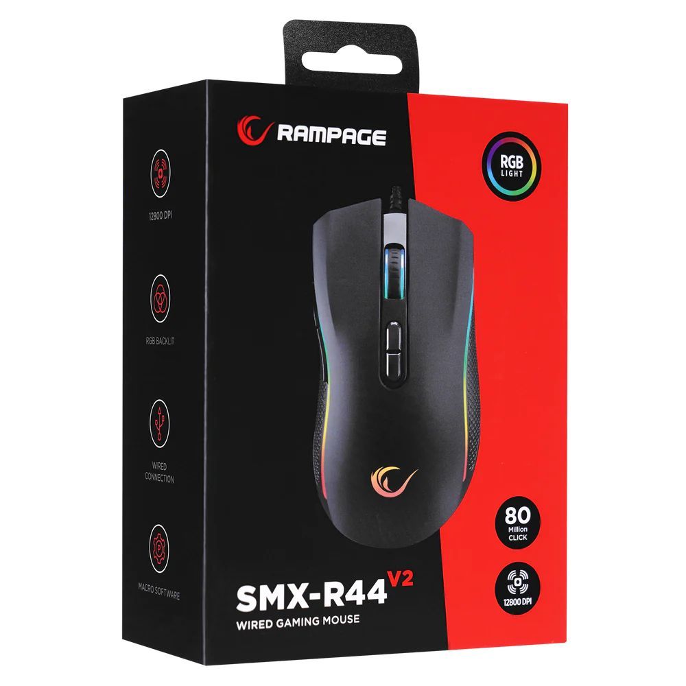 Rampage SMX-R44 V2 Macro Gaming Mouse Black