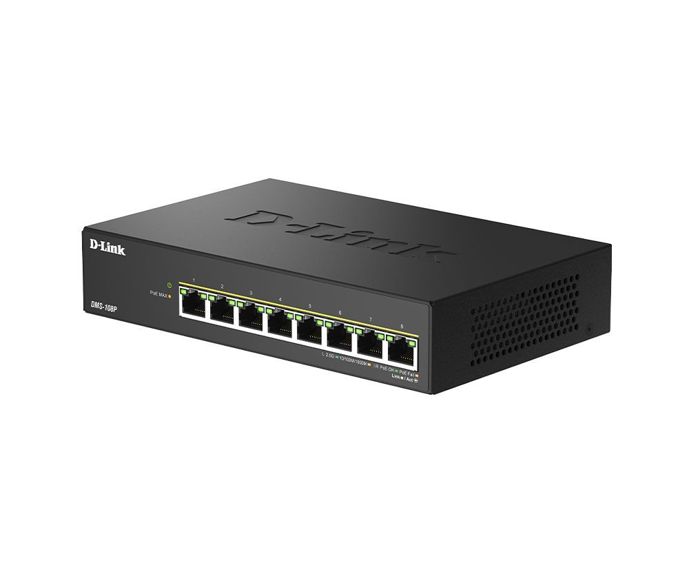 D-Link DMS-108P 8-Port 2.5G Multi-Gigabit Unmanaged PoE Switch D-Link DMS-108P 8-Port 2.5G Multi-Gigabit Unmanaged PoE Switch