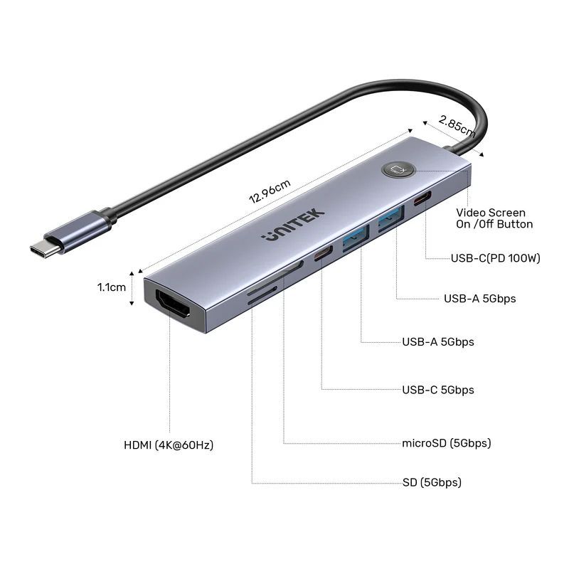 Unitek uHUB S7 Pro 7-in-1 5Gbps USB-C Hub