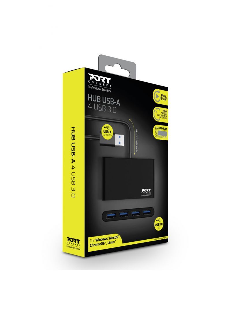Port Designs HUB 4 Ports USB 3.0 Black Port Designs HUB 4 Ports USB 3.0 Black