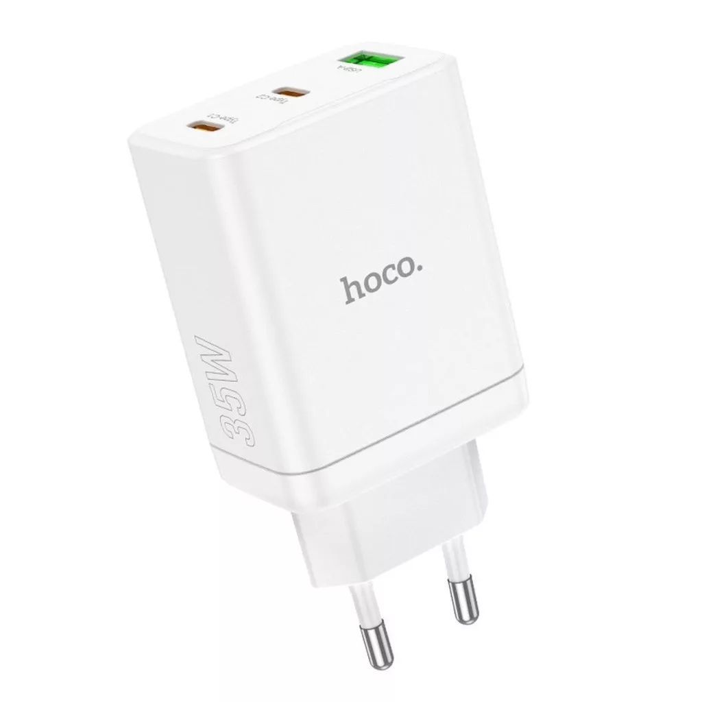 Hoco N33 PD35W + QC3.0 (2C1A) 2xUSB-C, 1XUSB-A Charger White