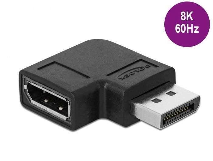 DeLock DisplayPort 1.4 Adapter male to female 90° right angled 8K 60Hz DeLock DisplayPort 1.4 Adapter male to female 90° right angled 8K 60Hz
