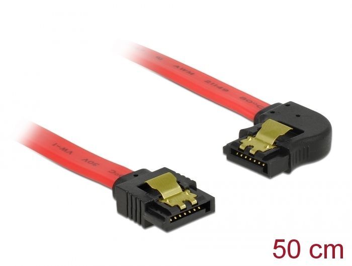 DeLock SATA 6 Gb/s Cable straight to left angled 50cm Red DeLock SATA 6 Gb/s Cable straight to left angled 50cm Red