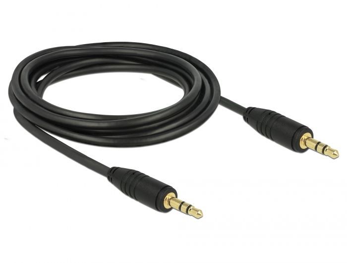DeLock Stereo Jack Cable 3.5 mm 3 pin male > male 3m Black DeLock Stereo Jack Cable 3.5 mm 3 pin male > male 3m Black
