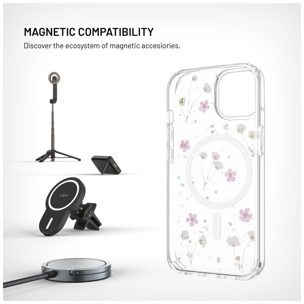 FIXED MagBloom Apple iPhone 15 készülékhez, rózsaszín szilva színű
