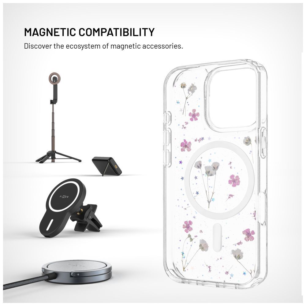 FIXED szilikon hátlap Apple iPhone 16 Pro készülékhez, virágmintás