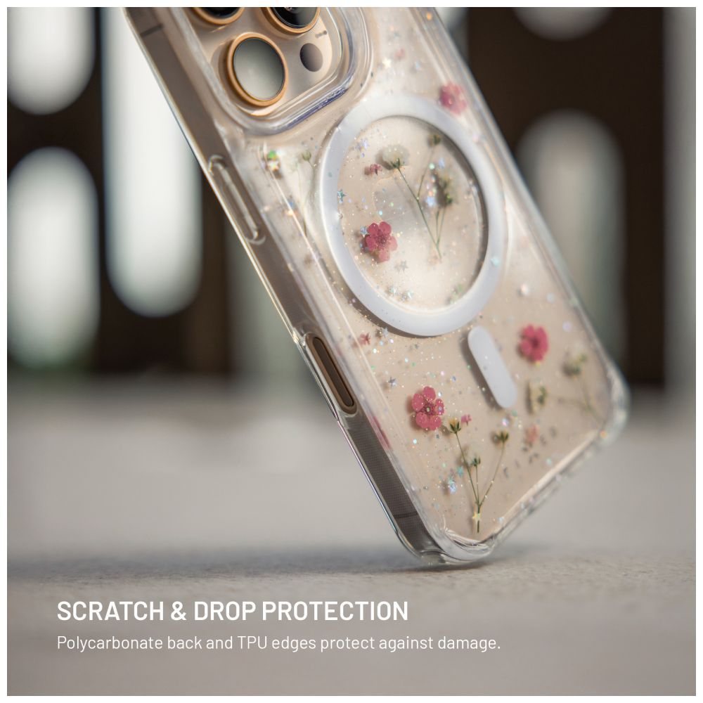 FIXED szilikon hátlap Apple iPhone 16 Pro készülékhez, virágmintás