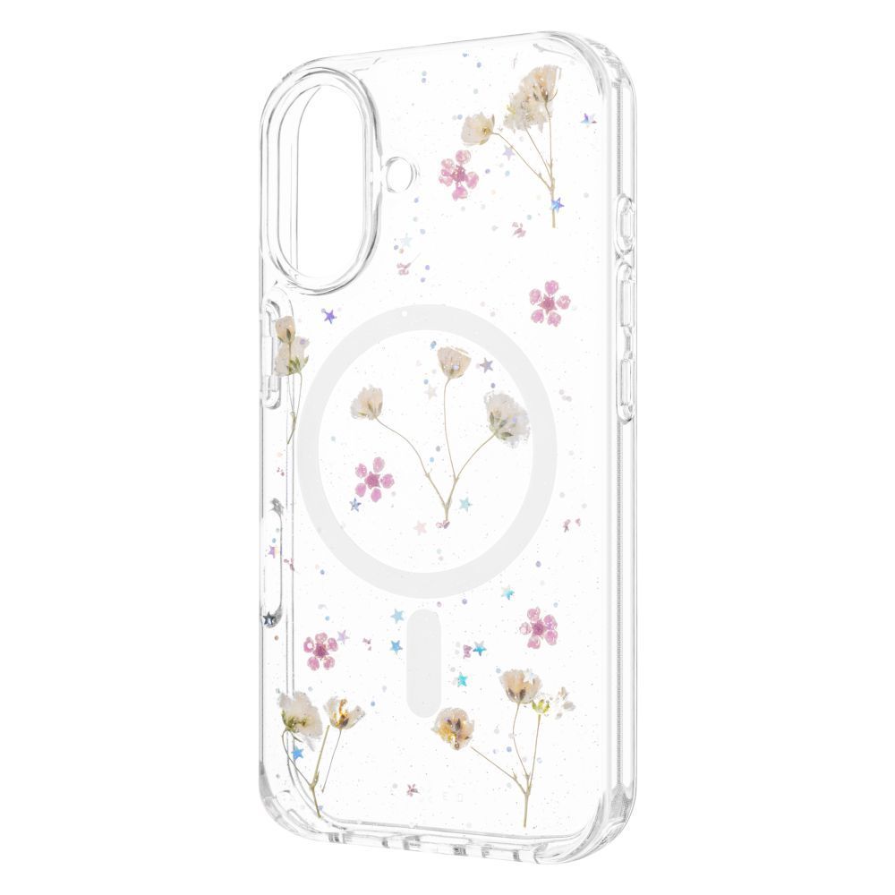 FIXED szilikon hátlap Apple iPhone 16 készülékhez, virágmintás