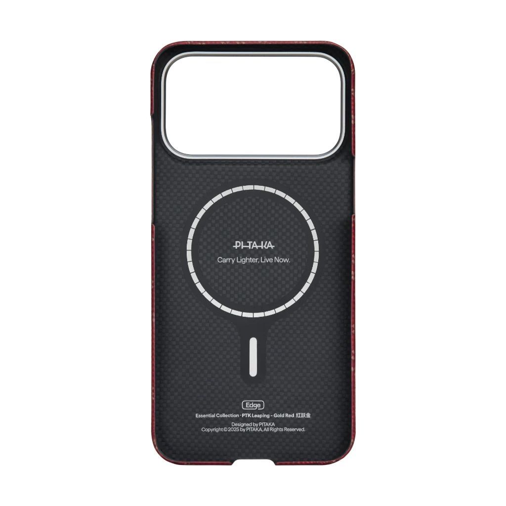 Pitaka Ultra-Slim Case for iPhone 17 Pro Max Monogram-Gold/Red