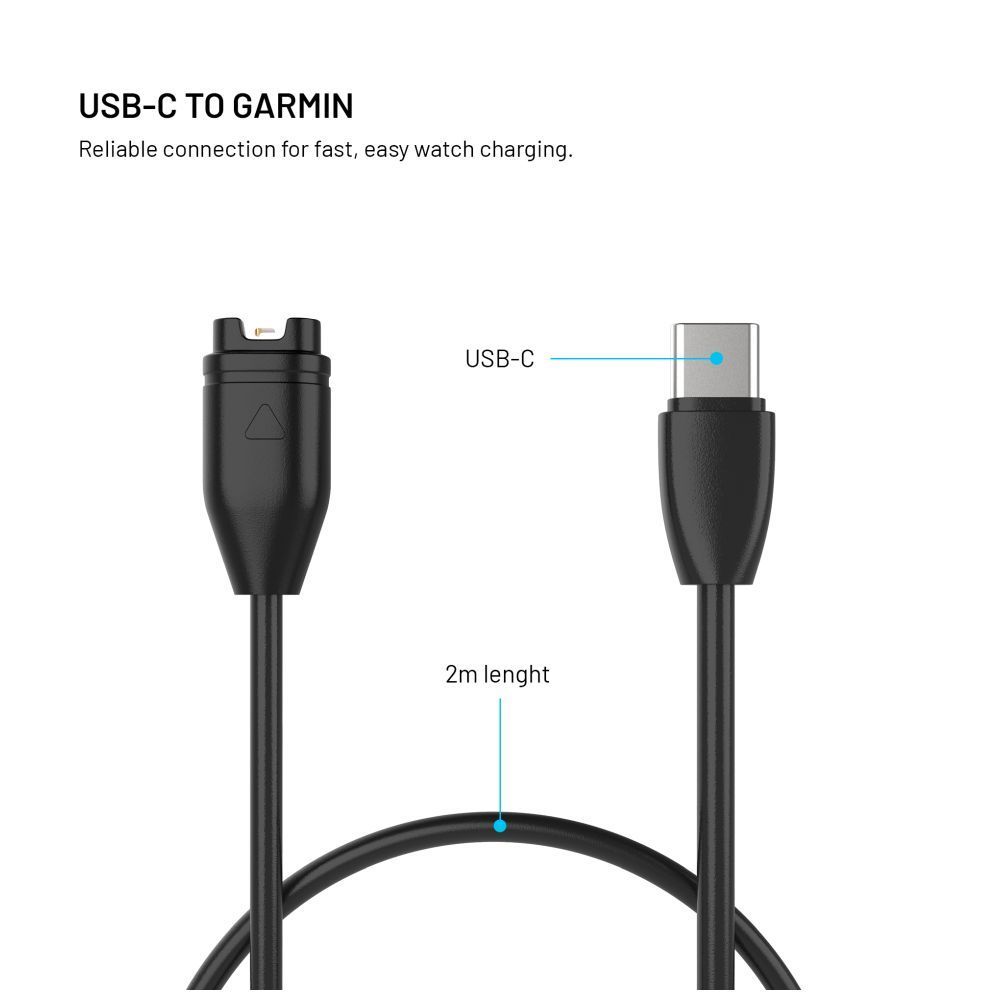 FIXED USB-C csatlakozású okosóra töltőkábel Garmin Forerunner/Fenix/Venu/Vívoactive/Instinct készülékhez 2m, fekete FIXED USB-C csatlakozású okosóra töltőkábel Garmin Forerunner/Fenix/Venu/Vívoactive/Instinct készülékhez 2m, fekete
