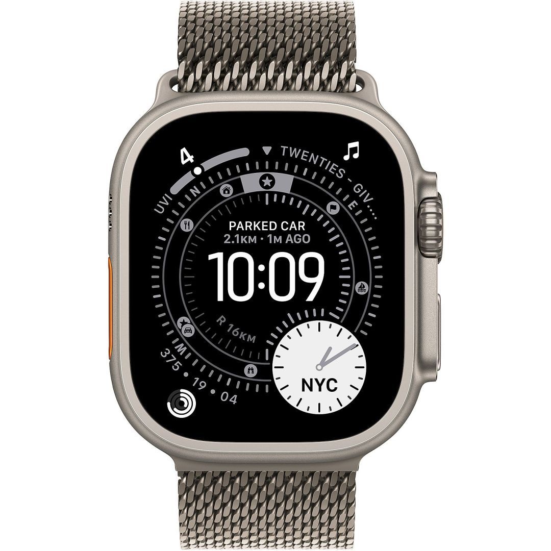Apple Watch Ultra 3 Cellular 49mm Natural Titanium Case with Natural Titanium Milanese Loop Large