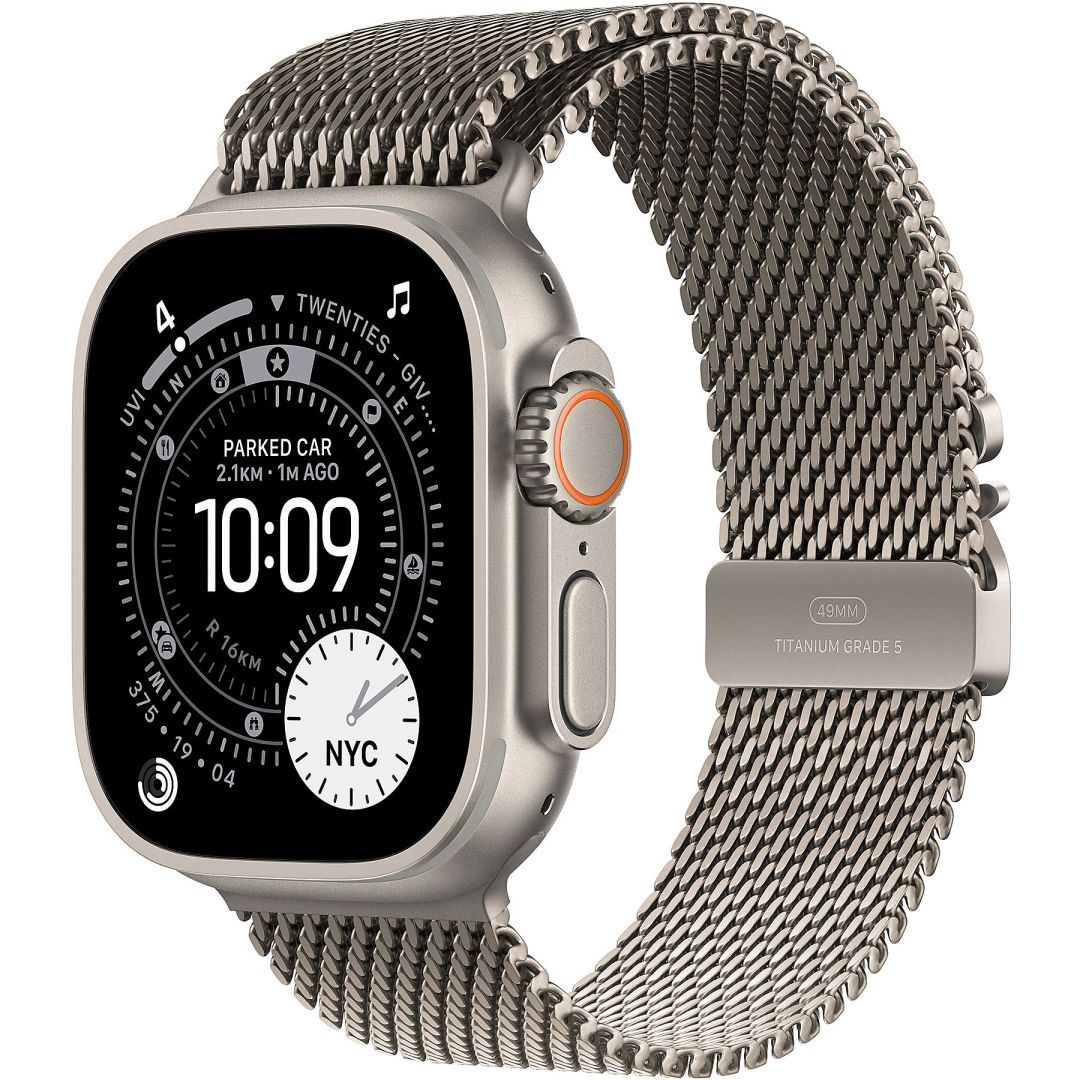 Apple Watch Ultra 3 Cellular 49mm Natural Titanium Case with Natural Titanium Milanese Loop Large