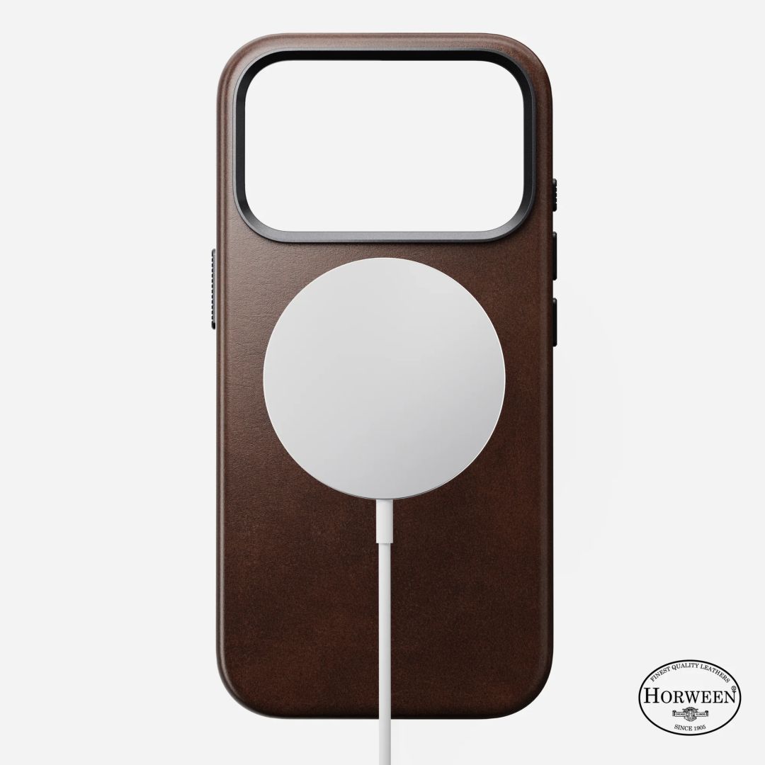 Nomad Traditional Horween Leather Case for iPhone 17 Pro Rustic Brown