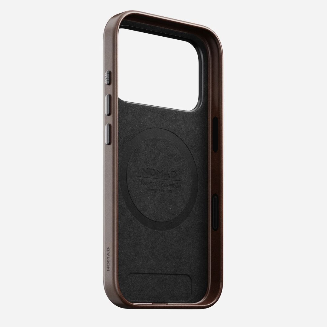 Nomad Traditional Horween Leather Case for iPhone 17 Pro Rustic Brown