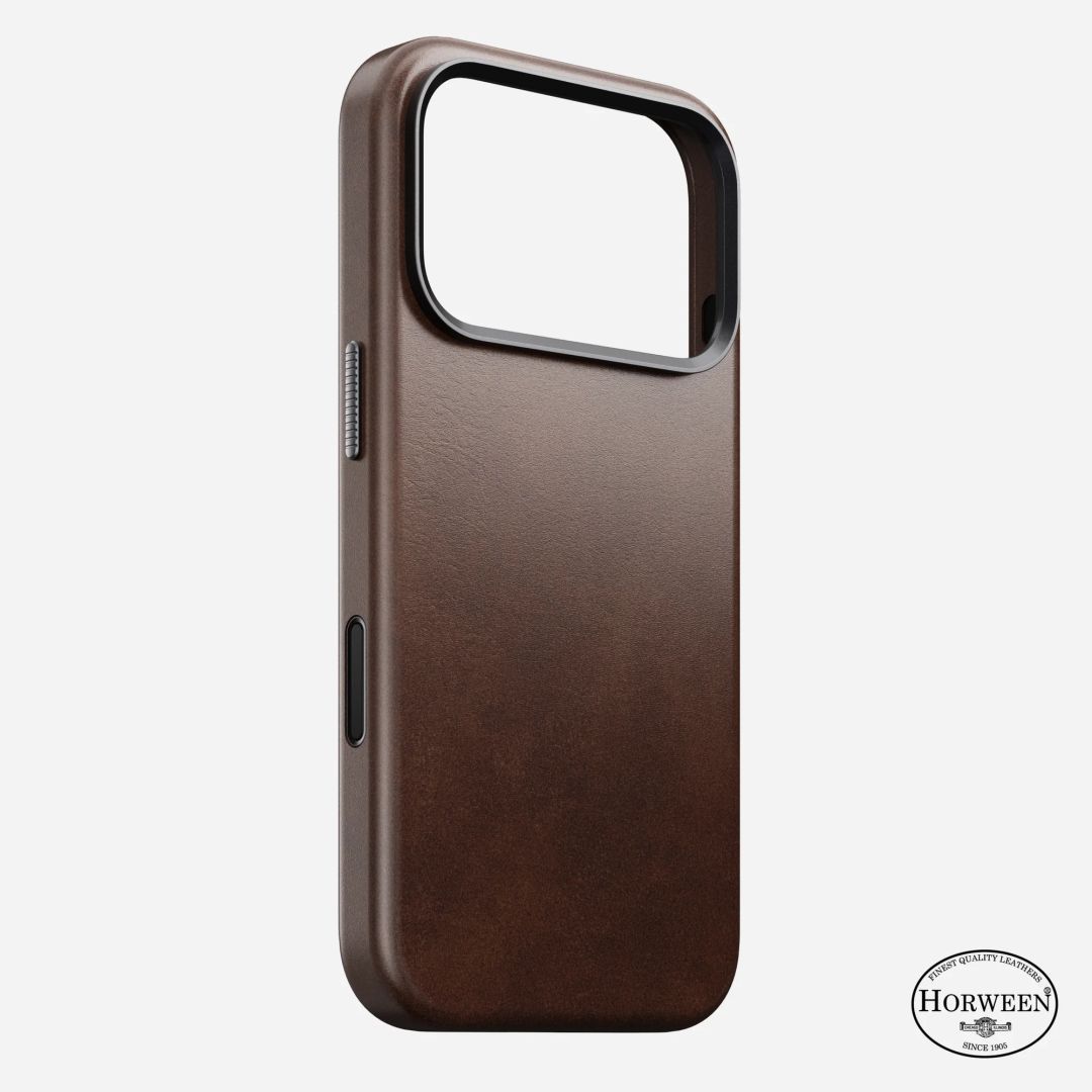 Nomad Traditional Horween Leather Case for iPhone 17 Pro Rustic Brown