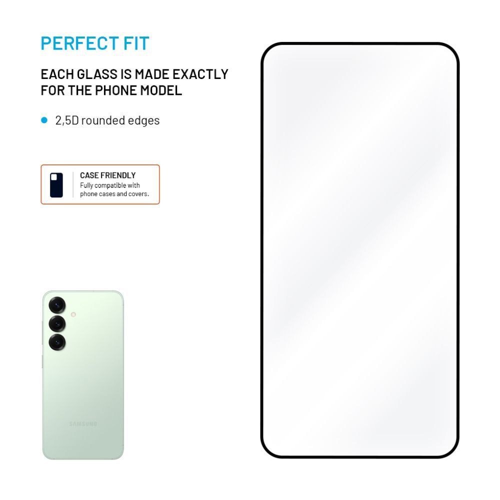 FIXED teljes képernyőt védő 2,5D edzett üveg Samsung Galaxy S25+ készülékhez, fekete