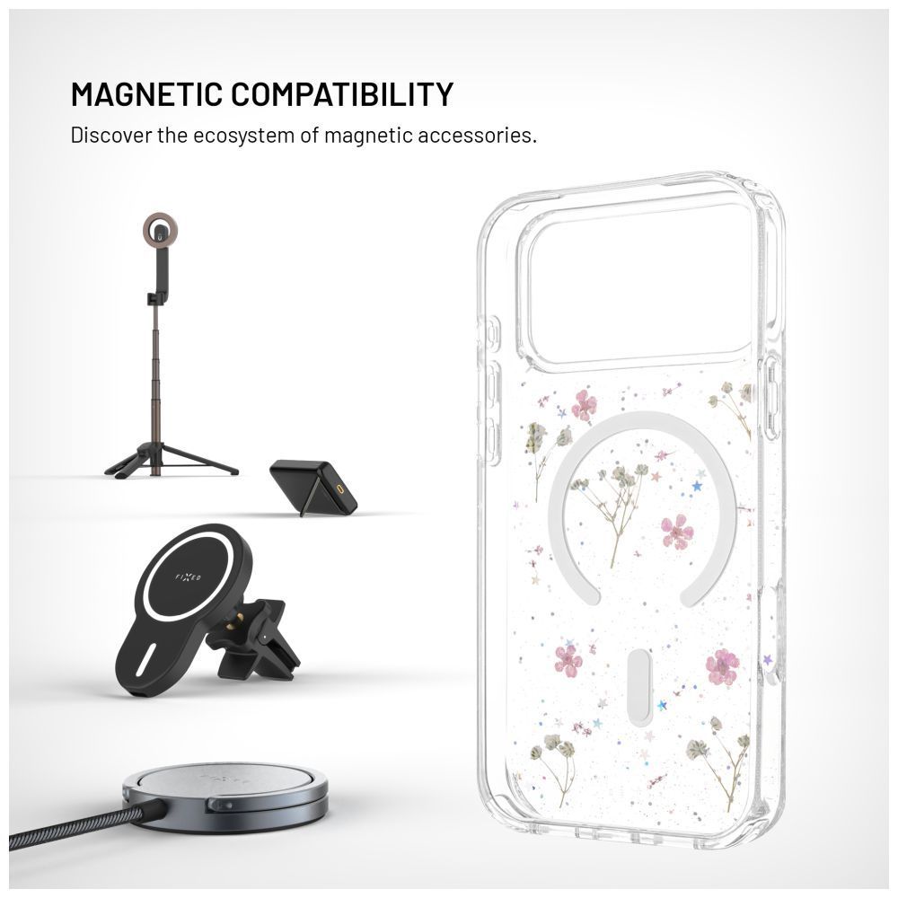 FIXED szilikon tok Apple iPhone 17 Pro Max készülékhez, virágmintás FIXED szilikon tok Apple iPhone 17 Pro Max készülékhez, virágmintás