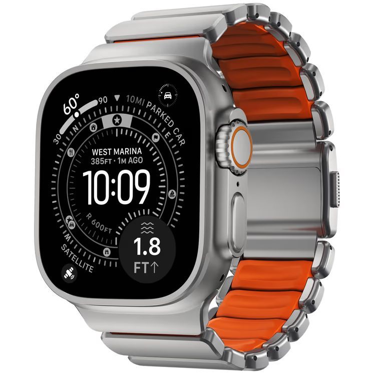 Nomad Stratos Band for FKM AW 45/46/49mm Natural Titanium Ultra Orange