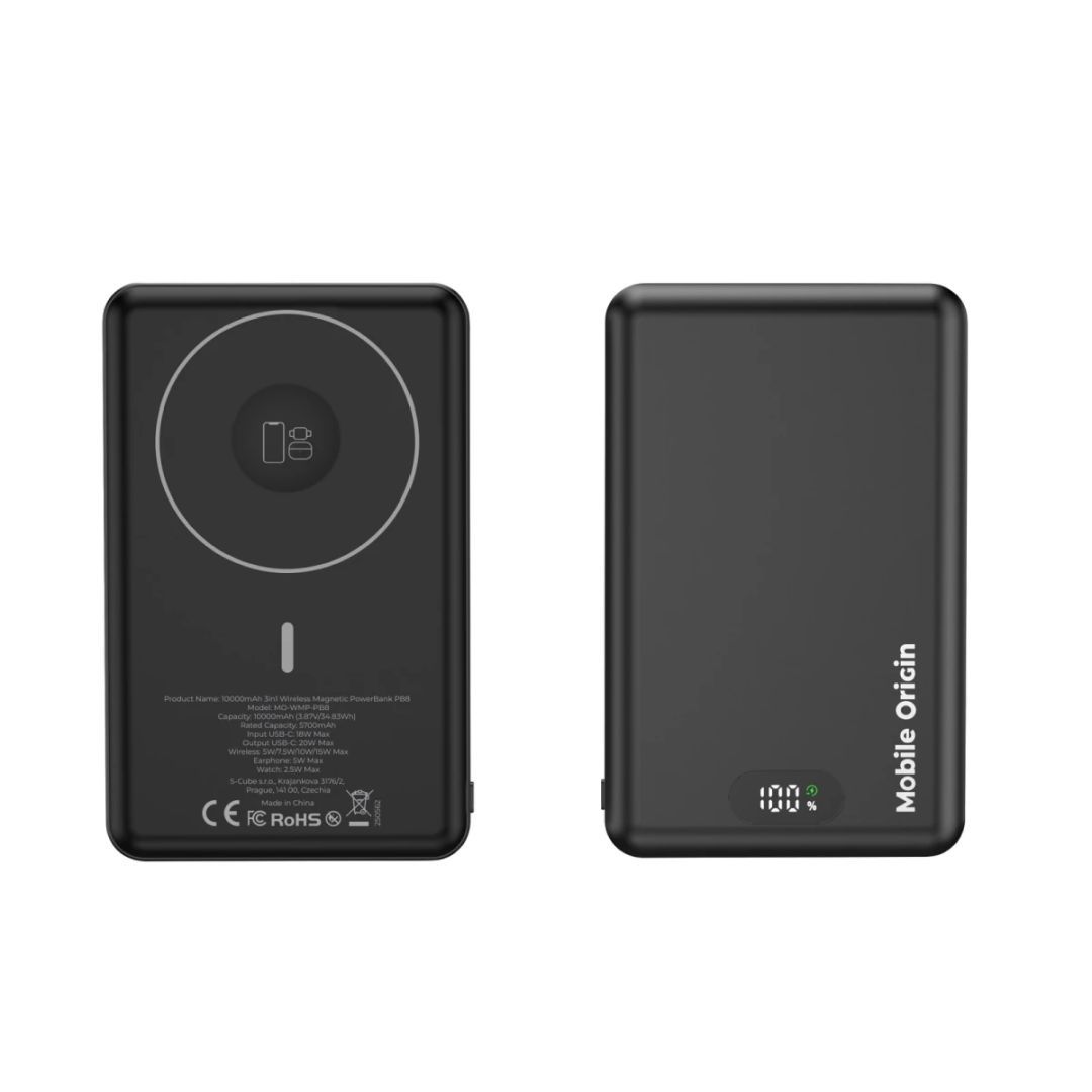 Mobile Origin Wireless Metal Slim 10000mAh PowerBank Black Mobile Origin Wireless Metal Slim 10000mAh PowerBank Black