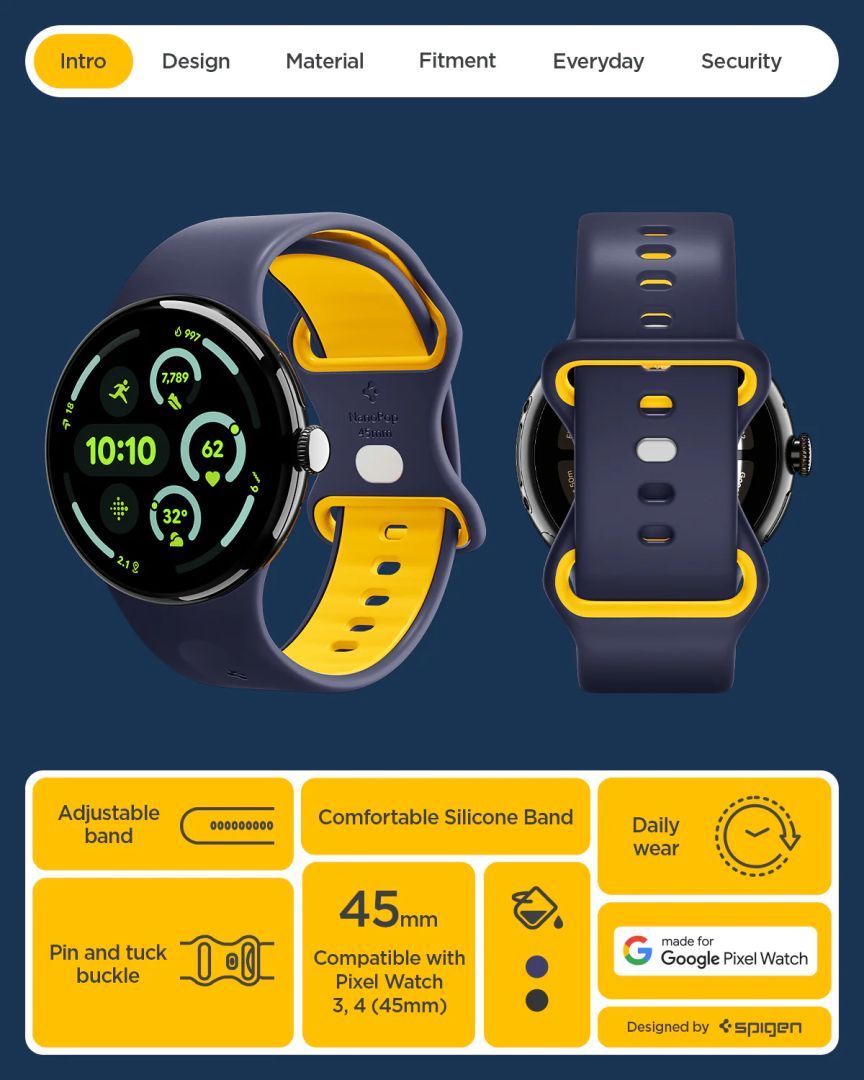 Spigen Nano Pop Band for Google Pixel Watch 4/3 45mm Blueberry Navy