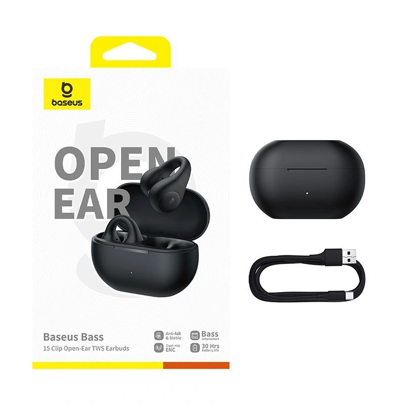 Baseus Bass 15 Clip Bluetooth Headset Black
