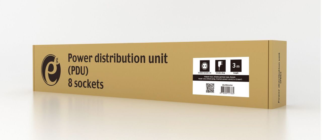 Gembird Hálózati Elosztó Kapcsolóval 8DIN 3m Black Gembird Hálózati Elosztó Kapcsolóval 8DIN 3m Black